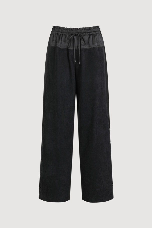 LUCKY CHOUETTE - 롱/미디팬츠 - [Atelier] Waist Color Block Suede Banding Pants (black)