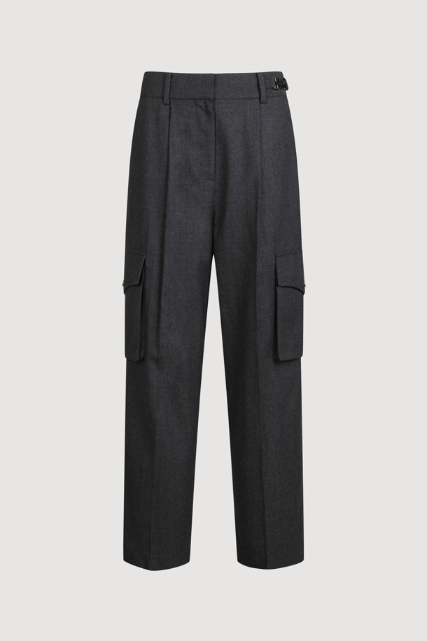 LUCKY CHOUETTE - 롱/미디팬츠 - [Atelier] Out Pocket Wool Baggy Pants (melange grey)