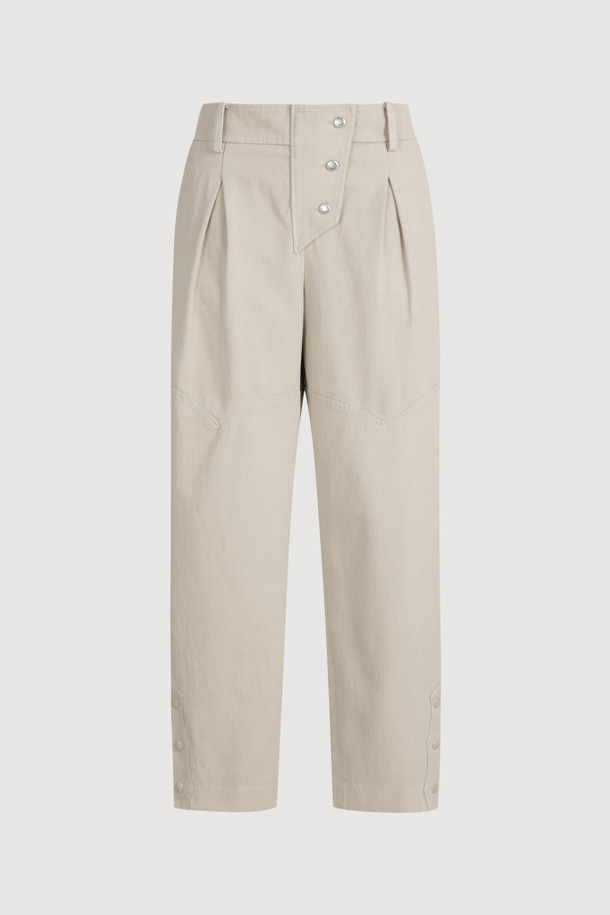 LUCKY CHOUETTE - 롱/미디팬츠 - [Atelier] Hem Snap Cotton Back Banding Pants (beige)