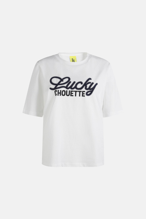 LUCKY CHOUETTE - 반소매 티셔츠 - Lucky Lettering Basic Fit Short-sleeve T-shirt