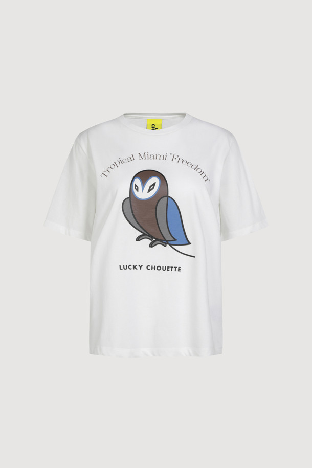 LUCKY CHOUETTE - 반소매 티셔츠 - Chouette Print Regular Fit Half Sleeve T-shirt