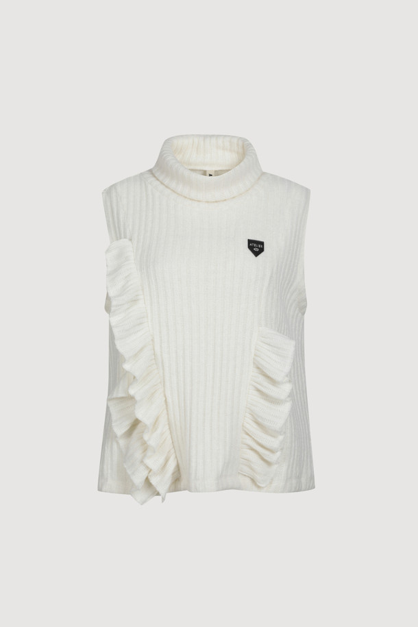 LUCKY CHOUETTE - 민소매티셔츠 - [Atelier] Turtleneck Sleeveless T-Shirt (ivory)