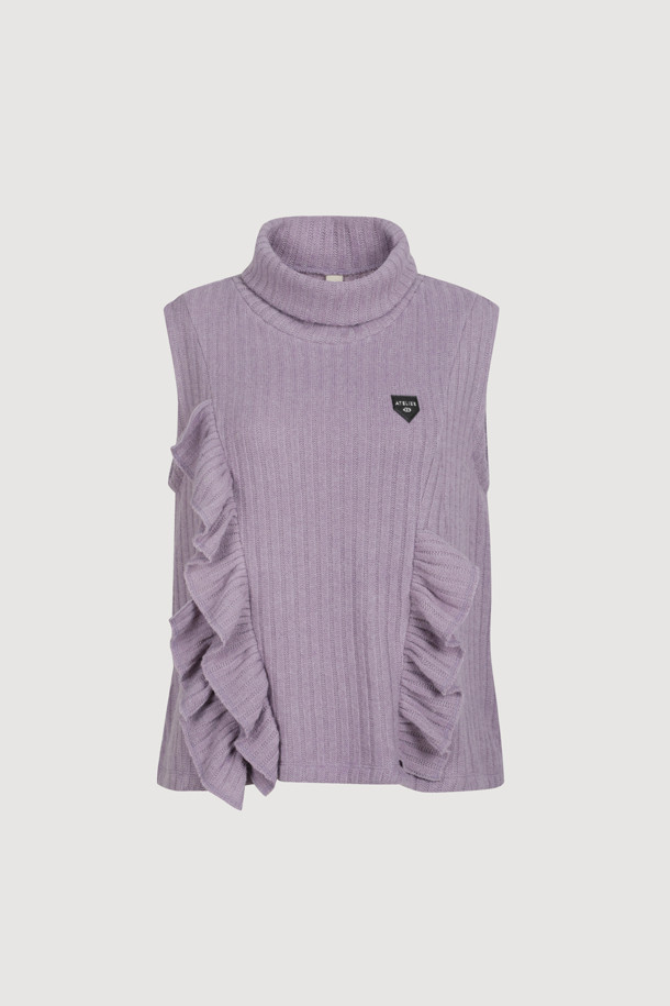 LUCKY CHOUETTE - 민소매티셔츠 - [Atelier] Turtleneck Sleeveless T-Shirt (violet)