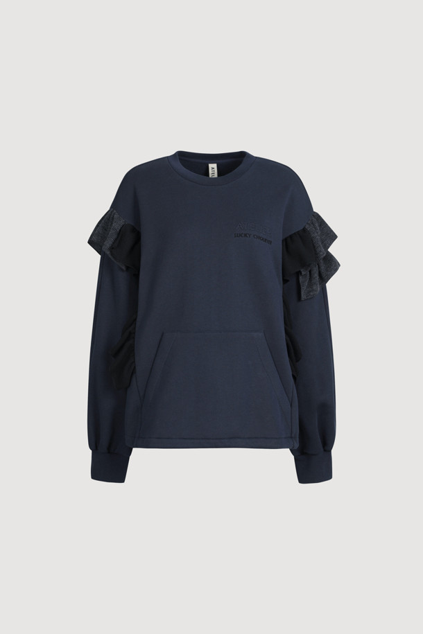 LUCKY CHOUETTE - 스웻셔츠 - [Atelier] Frill Point Long Sleeve T-Shirt (dark navy)