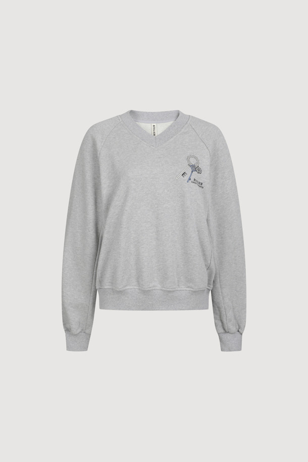 LUCKY CHOUETTE - 스웻셔츠 - [Atelier] Sleeve Volume Sweatshirt (melange grey)