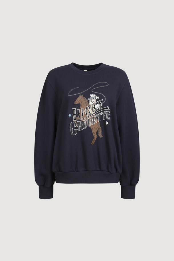 LUCKY CHOUETTE - 긴소매 티셔츠 - [Atelier] Chouette Point Sweatshirt (dark navy)