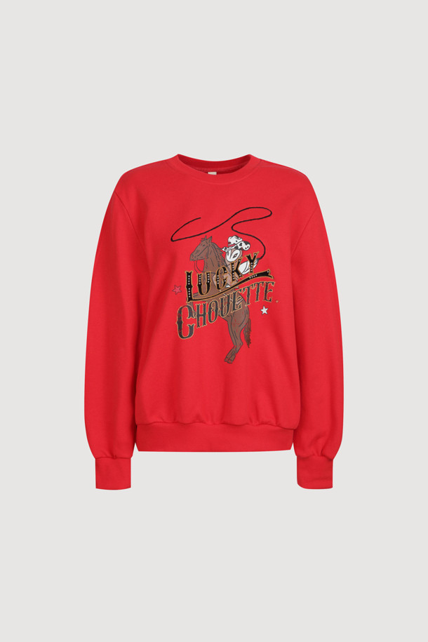 LUCKY CHOUETTE - 긴소매 티셔츠 - [Atelier] Chouette Point Sweatshirt (red)