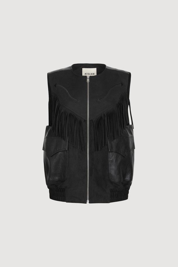 LUCKY CHOUETTE - 베스트 - [Atelier] Fringe Suede Vest (black)