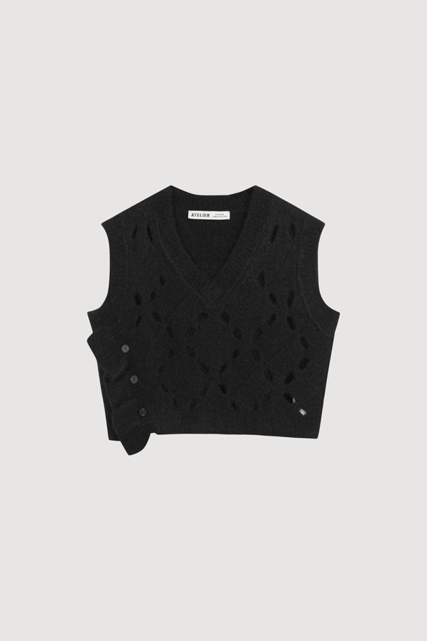 LUCKY CHOUETTE - 스웨터 - [Atelier] Alpaca Scotch Knit Vest (black)