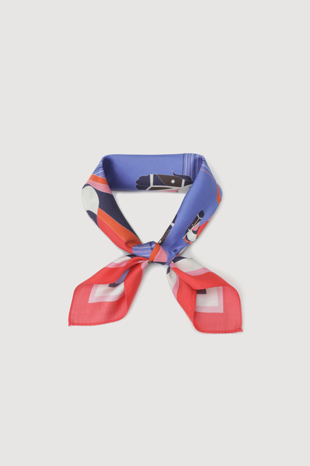 LUCKY CHOUETTE - 스카프/머플러 - [Atelier] Printing Square Scarf (blue)