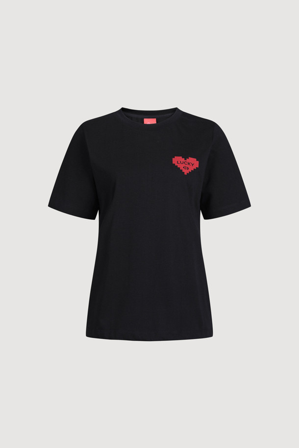 LUCKY CHOUETTE - 티셔츠 - Pixel Heart Short-Sleeved T-Shirt