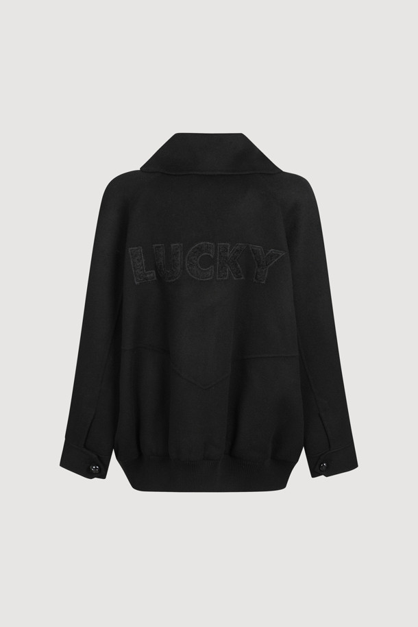 LUCKY CHOUETTE - 코트 - [Handmade] Collar Jumper Type Coat (black)