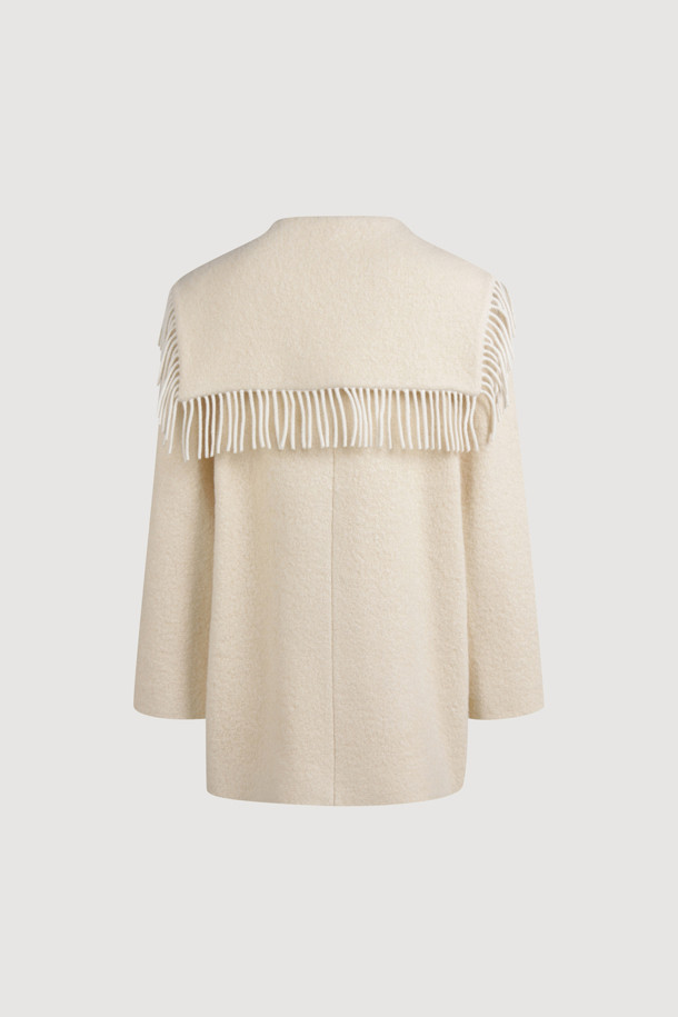 LUCKY CHOUETTE - 코트 - Collar Fringe Half Coat (light beige)