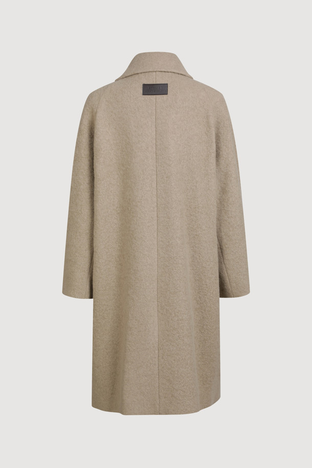 LUCKY CHOUETTE - 코트 - [Atelier] Detachable Neck Button Double Half Coat (dark beige)