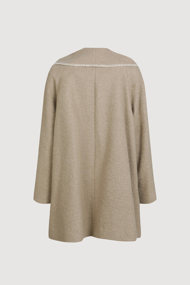 LUCKY CHOUETTE - 코트 - [Atelier] Muffler A-Line Coat (dark beige)