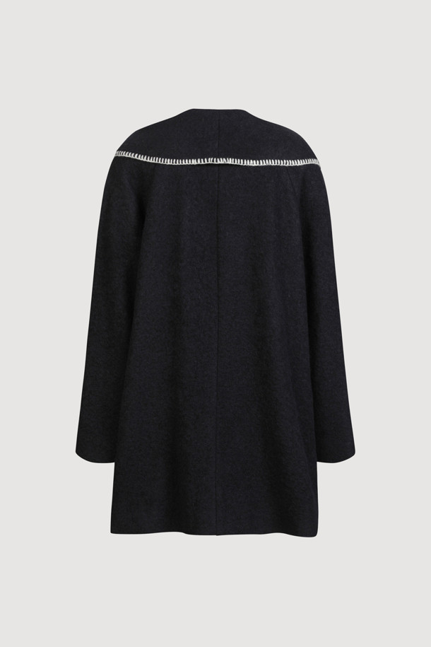 LUCKY CHOUETTE - 코트 - [Atelier] Muffler A-Line Coat (dark navy)