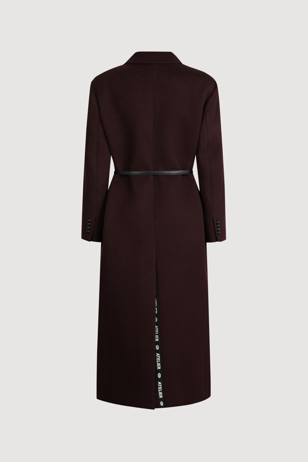 LUCKY CHOUETTE - 코트 - [Atelier] Slim Fit Maxi Long Coat(Optional belt) (wine)