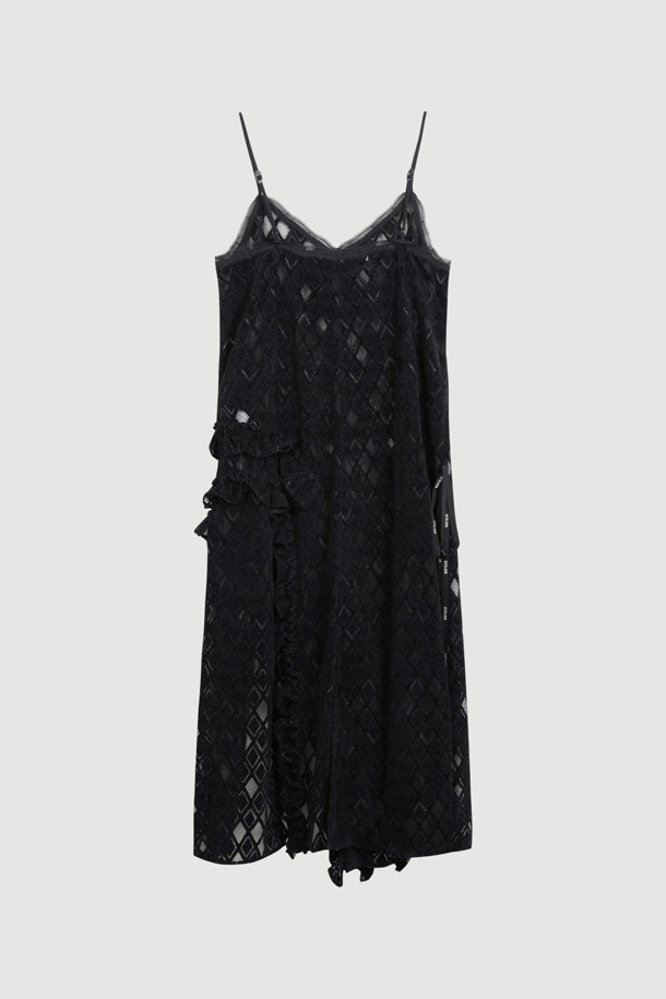 LUCKY CHOUETTE - 민소매 원피스 - [Atelier] Lace Frill Slip Dress (black)