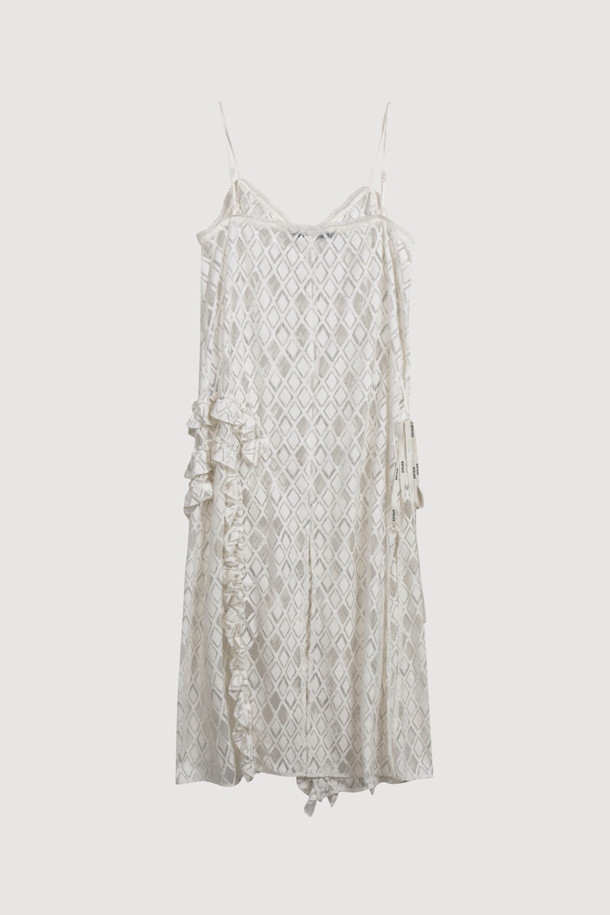 LUCKY CHOUETTE - 민소매 원피스 - [Atelier] Lace Frill Slip Dress (dark ivory)