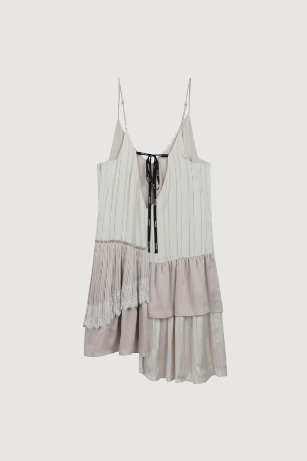 LUCKY CHOUETTE - 민소매 원피스 - [Atelier] Lace Point Stripe Slip Dress (light beige)