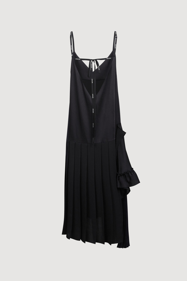 LUCKY CHOUETTE - 민소매 원피스 - [Atelier] Fabric MIX Pleats Slip Dress (black)