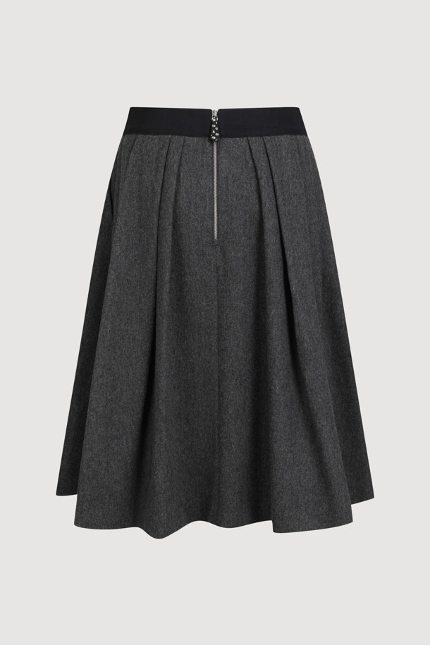 LUCKY CHOUETTE - 롱스커트 - [Atelier] Embroidered Point Banding Flare Skirt