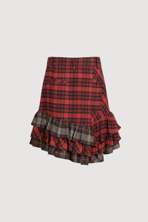 LUCKY CHOUETTE - 미니스커트 - [Atelier] Check Mix Mini Skirt (red)