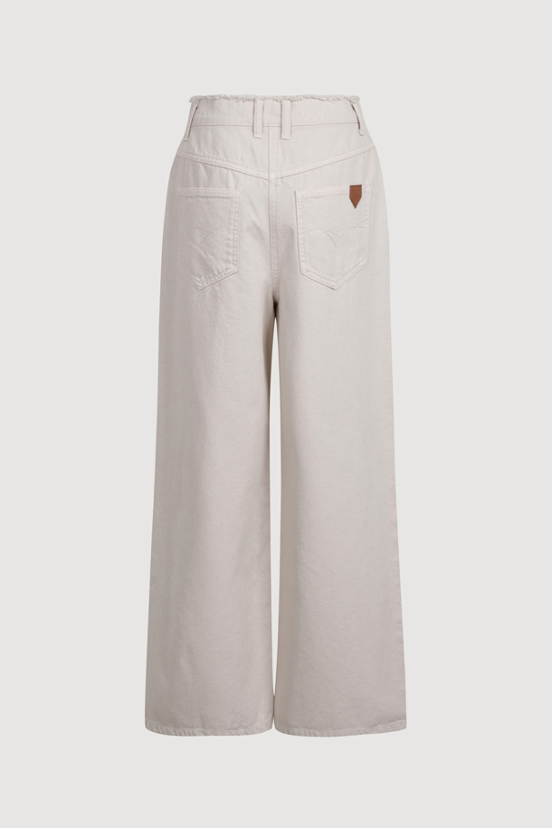 LUCKY CHOUETTE - 롱/미디팬츠 - [Atelier] Denim Wide Pants (light beige)