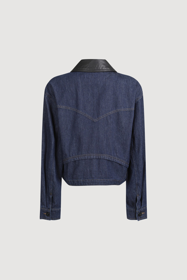 LUCKY CHOUETTE - 블라우스 - [Atelier] Leather Colored Denim Shirt (blue)