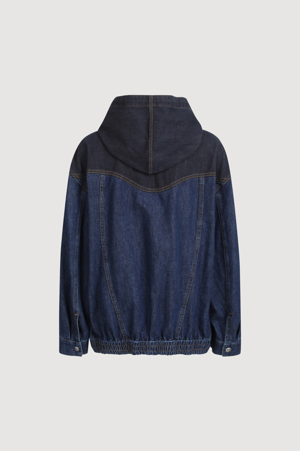 LUCKY CHOUETTE - 블라우스 - Color Block Denim Anorak (blue)