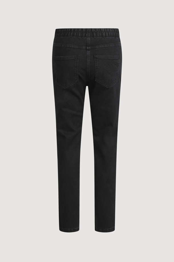 LUCKY CHOUETTE - 롱/미디팬츠 - [Atelier] Back Banding Napping Skinny Denim Pants (black)