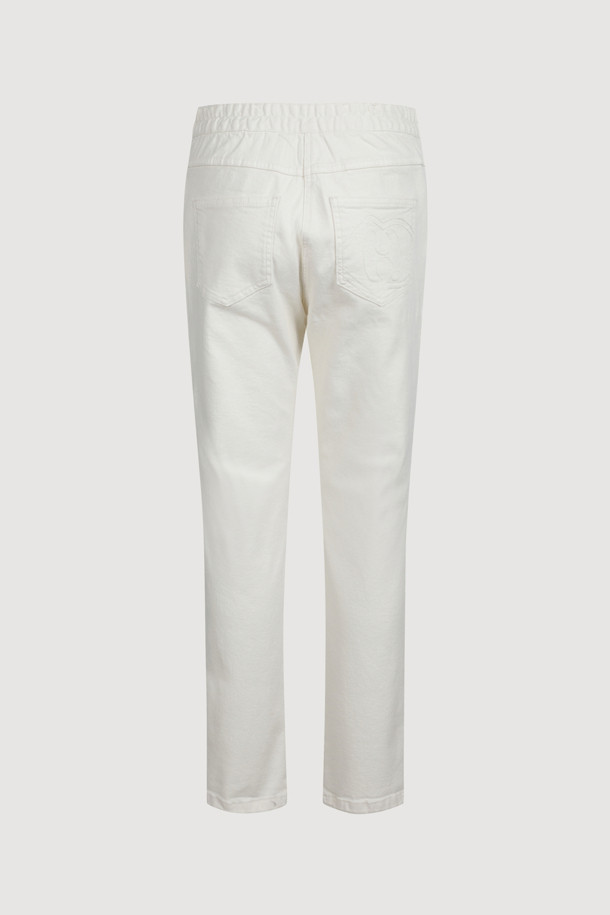 LUCKY CHOUETTE - 롱/미디팬츠 - [Atelier] Back Banding Napping Skinny Denim Pants (ivory)