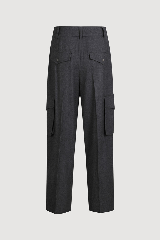 LUCKY CHOUETTE - 롱/미디팬츠 - [Atelier] Out Pocket Wool Baggy Pants (melange grey)