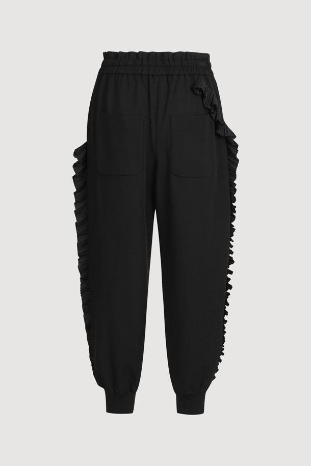 LUCKY CHOUETTE - 롱/미디팬츠 - [Atelier] Frill Point Jogger Banding Pants (black)