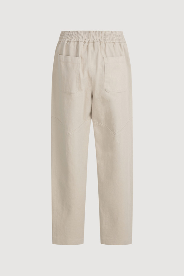 LUCKY CHOUETTE - 롱/미디팬츠 - [Atelier] Hem Snap Cotton Back Banding Pants (beige)