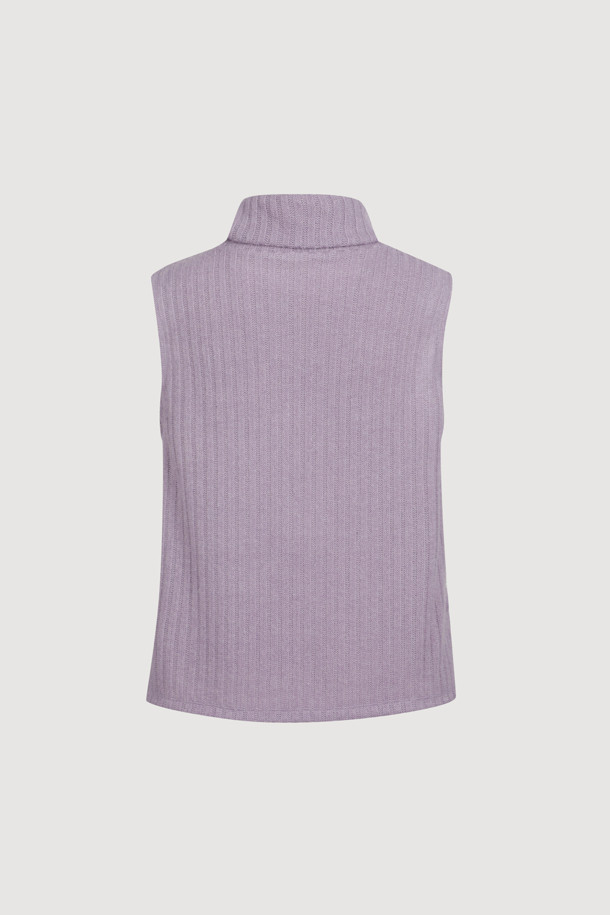 LUCKY CHOUETTE - 민소매티셔츠 - [Atelier] Turtleneck Sleeveless T-Shirt (violet)