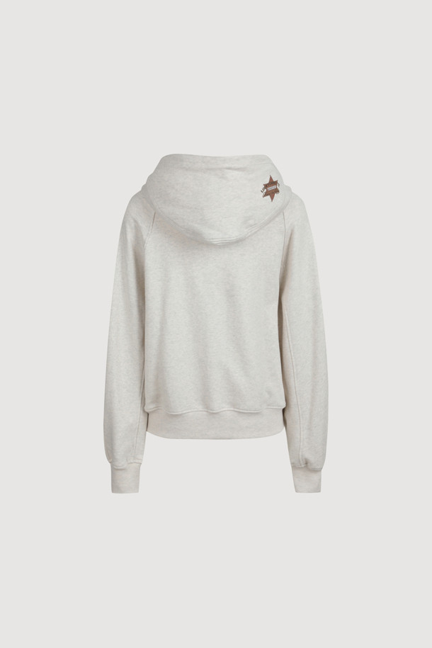 LUCKY CHOUETTE - 긴소매 티셔츠 - [Atelier] Print Point Hooded T-Shirt (oatmeal)