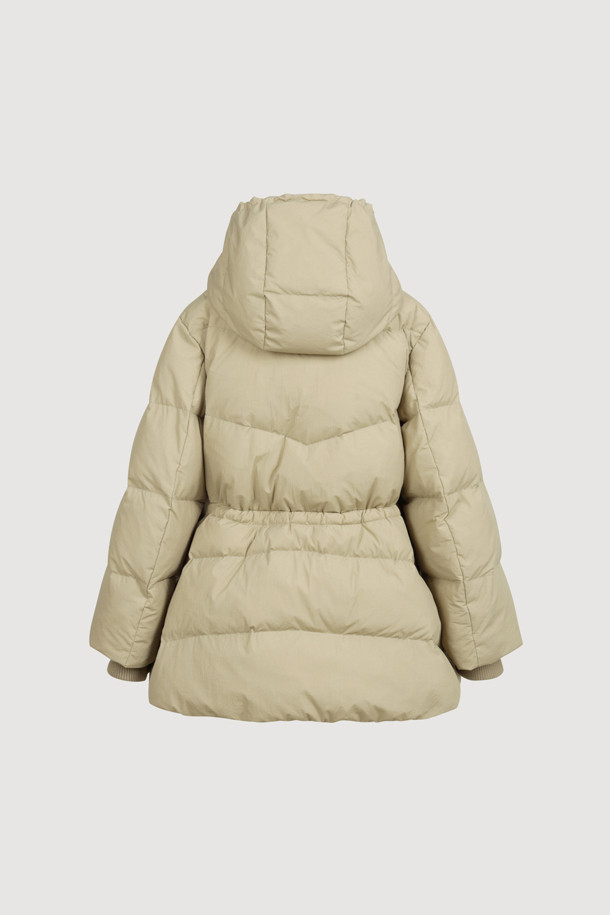 LUCKY CHOUETTE - 패딩 - Detachable Hooded Flare Goose-down Jumper (light khaki)