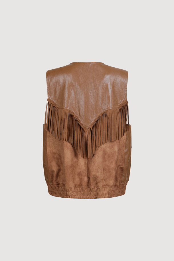 LUCKY CHOUETTE - 베스트 - [Atelier] Fringe Suede Vest (camel)