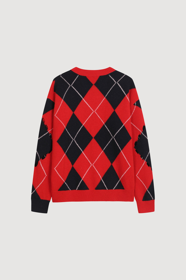 LUCKY CHOUETTE - 스웨터 - [Atelier] Intascasi Argyle Knitwear Pullover (red)