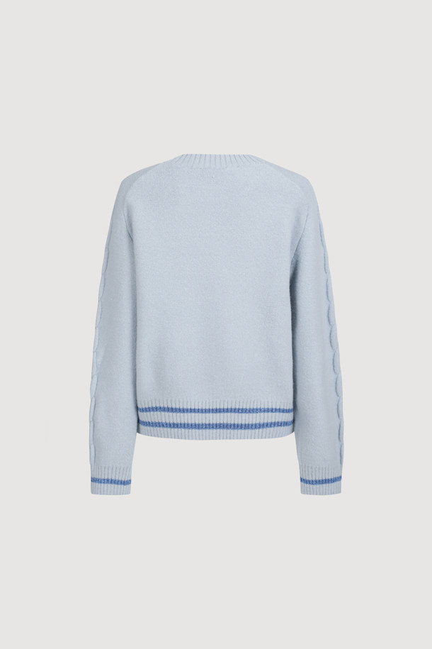 LUCKY CHOUETTE - 스웨터 - [Atelier] One Point Round Neck Knit Pullover (blue)