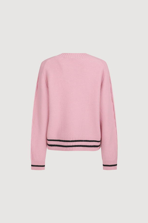 LUCKY CHOUETTE - 스웨터 - [Atelier] One Point Round Neck Knit Pullover (pink)