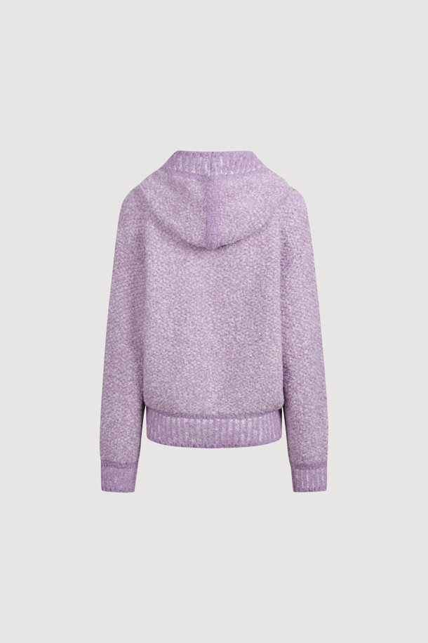 LUCKY CHOUETTE - 가디건 - [Atelier] Boucle Knit Hooded Cardigan (violet)