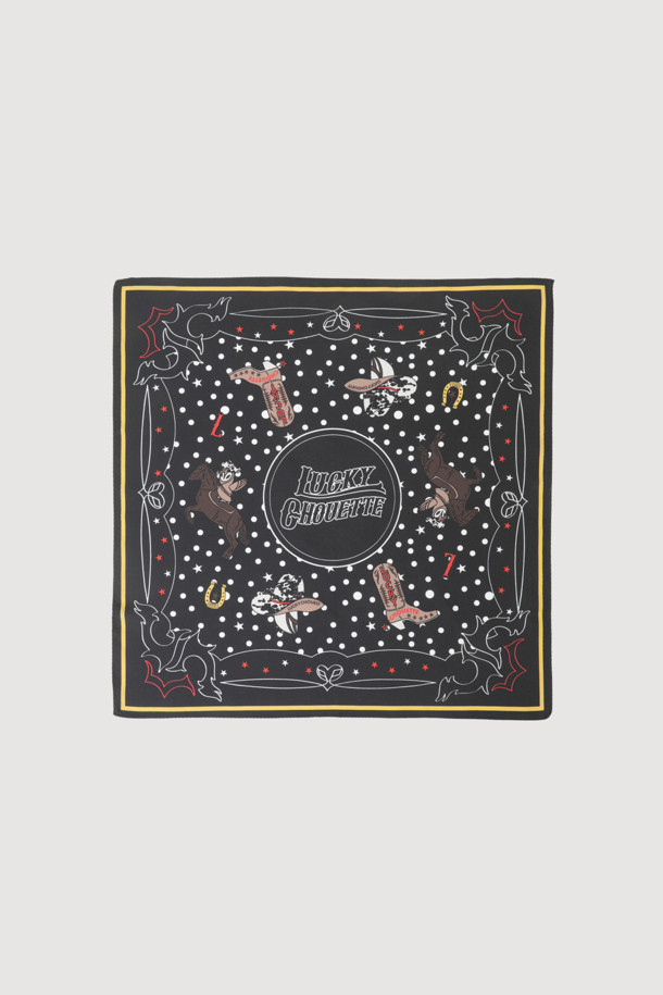 LUCKY CHOUETTE - 스카프/머플러 - [Atelier] Printing Square Scarf (black)