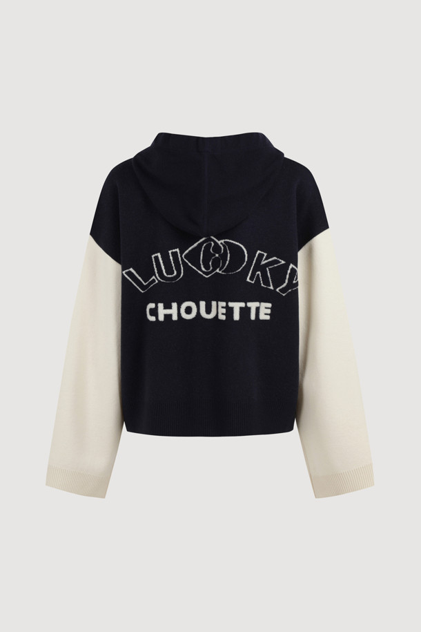 LUCKY CHOUETTE - 니트/가디건 - Color Block Hood Cardigan