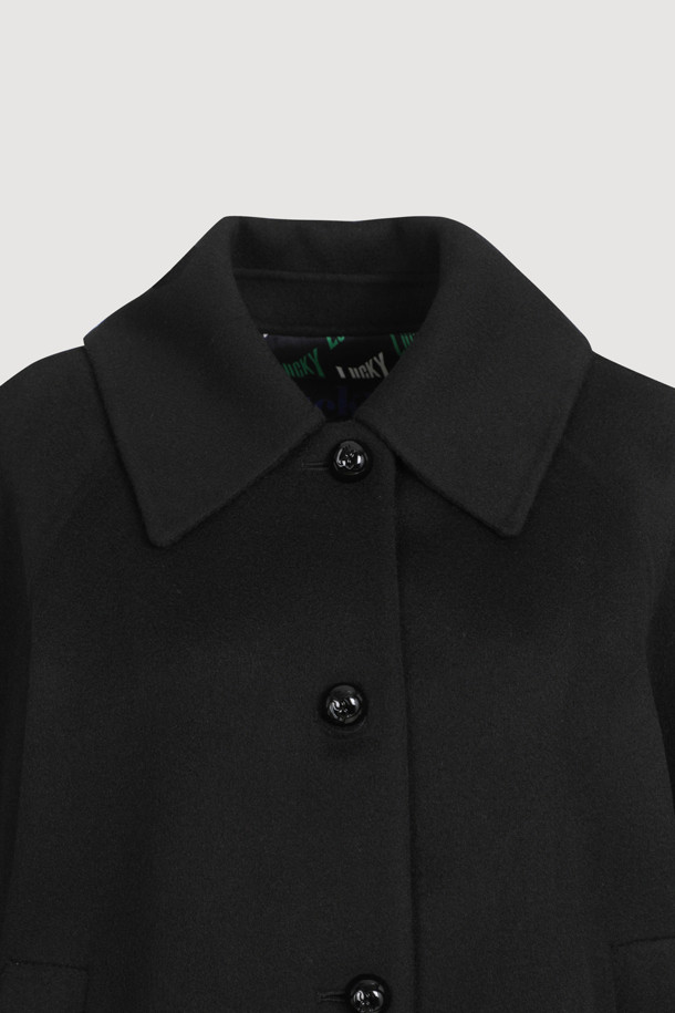 LUCKY CHOUETTE - 코트 - [Handmade] Collar Jumper Type Coat (black)