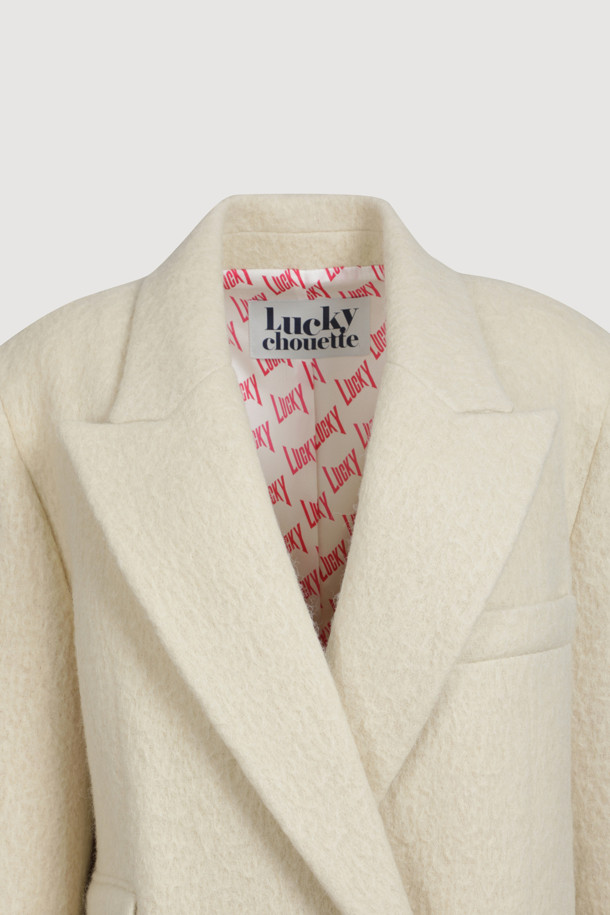 LUCKY CHOUETTE - 코트 - Gang Collar Hairy Double Coat (ivory)