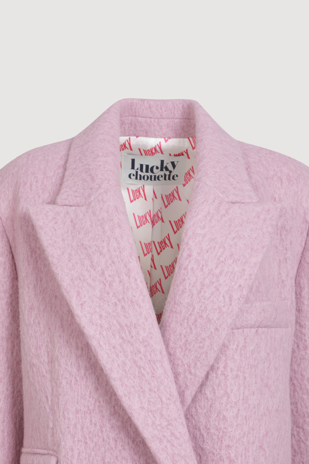 LUCKY CHOUETTE - 코트 - Gang Collar Hairy Double Coat (pink)