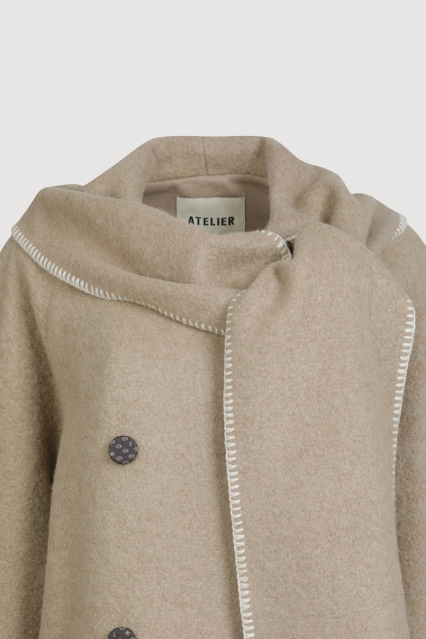 LUCKY CHOUETTE - 코트 - [Atelier] Muffler A-Line Coat (dark beige)