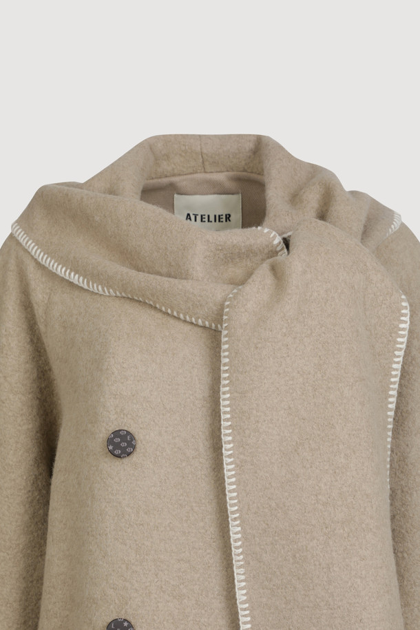 LUCKY CHOUETTE -  - [Atelier] Muffler A-Line Coat (beige)